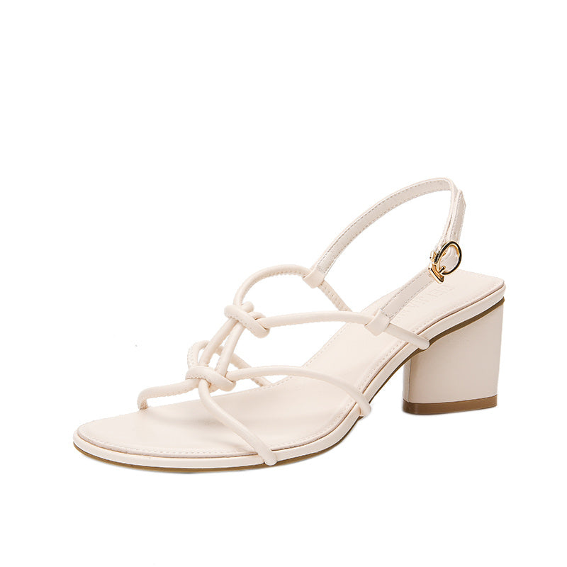 Evening Breeze Gentle Thick-heeled Sandals Rome Fashion