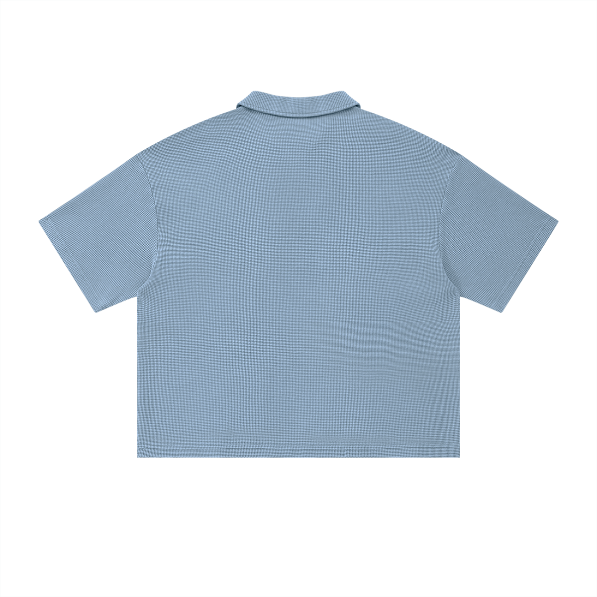 Unisex Oversized Vintage Wash Waffle Knit Polo Shirt – Boxy Streetwear Textured Tee