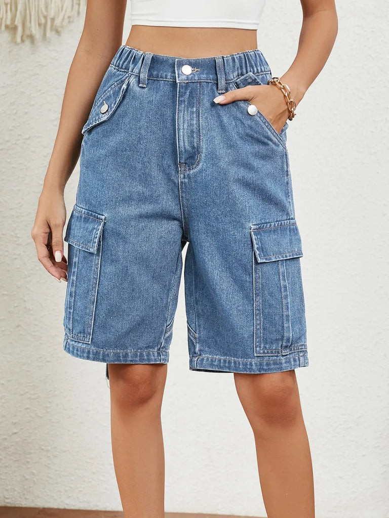 High Waist Denim Shorts with Pockets – MYN2O