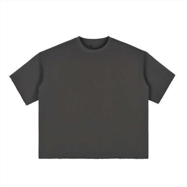 Boxy Half-Sleeve Raw-Edge T-Shirt