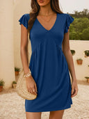 V-Neck Ruffled Cap Sleeve Mini Dress – MYN2O