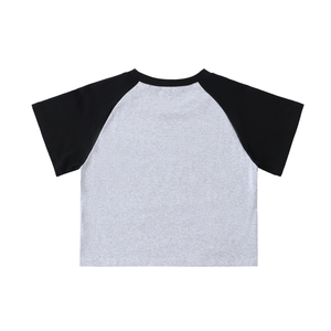 Color-Blocked Raglan Sleeve Crop Top