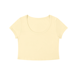 Women's Solid Color Slim Crop T-Shirt – Fitted Everyday Essential Crop Top