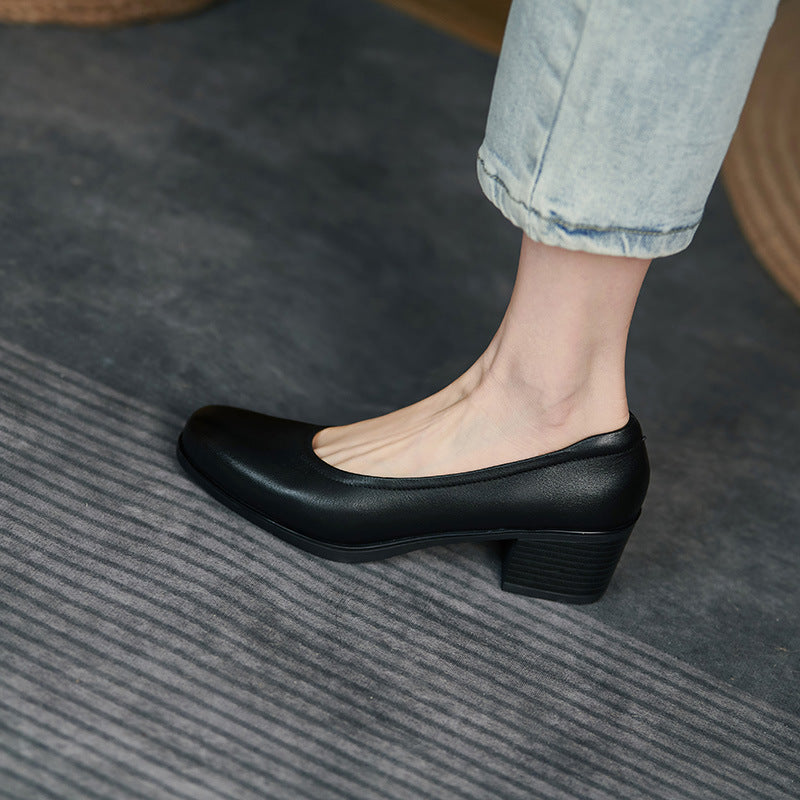 Women's Thick Heel Round Toe Low Heel Platform Shoes