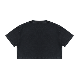 Women's Mineral Wash Cotton Crop T-Shirt – Vintage Oversized Cropped Streetwear Tee