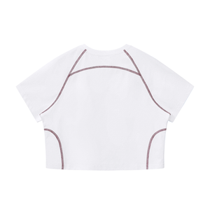 Women's Contrast Stitch Raglan Crop T-Shirt – Slim Fit Retro Crop Top