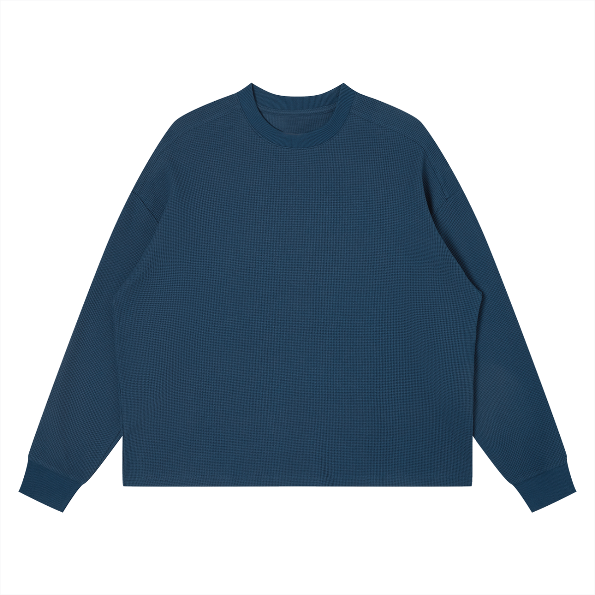 Unisex Waffle Boxy Long Sleeve T-Shirt – Oversized Textured Streetwear Tee
