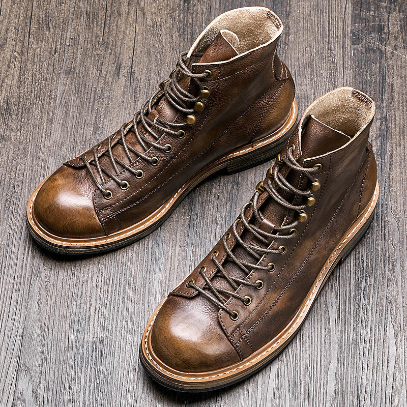 Men's Summer High-Top Vintage Leather Martin Boots – Lightweight Warm-Weather Footwear | MYN2O