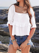 Ruffled Square Neck Half Sleeve Blouse – MYN2O