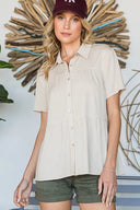 Lime N Chili Solid Babydoll Short Sleeve Button Down Shirt – MYN2O