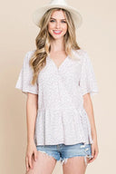 Lime N Chili Ditsy Print V-Neck Short Sleeve Wrap Blouse – MYN2O