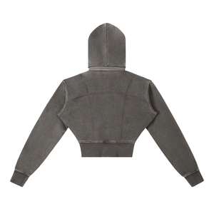 Vintage Washed Cropped Fleece Hoodie