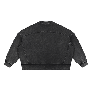 Unisex Oversized Mineral Wash Sweatshirt – Vintage Heavyweight Cotton Boxy Crewneck
