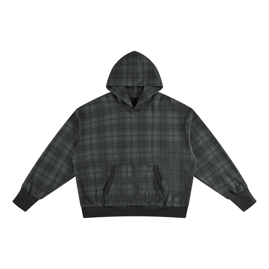 Unisex Plaid Color Block Hoodie
