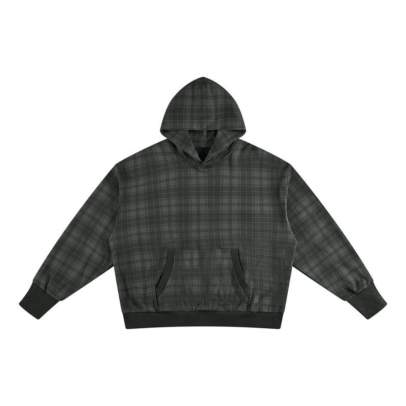 Unisex Plaid Color Block Hoodie