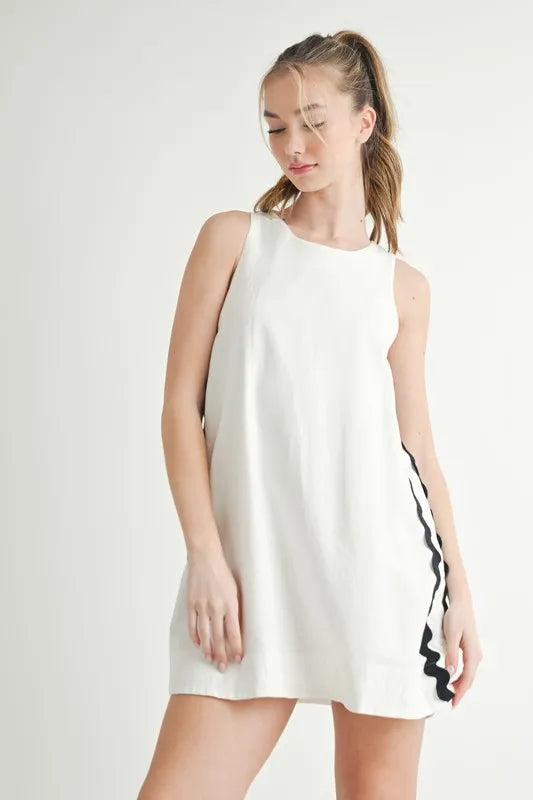MABLE Linen Mix Side Ric Rac A-Line Mini Dress – MYN2O

