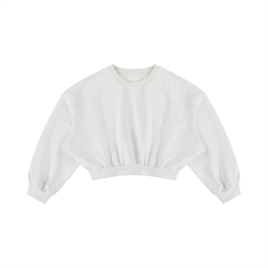 Women's Boxy Cropped Crewneck Sweatshirt – Oversized Casual Fleece Pullover