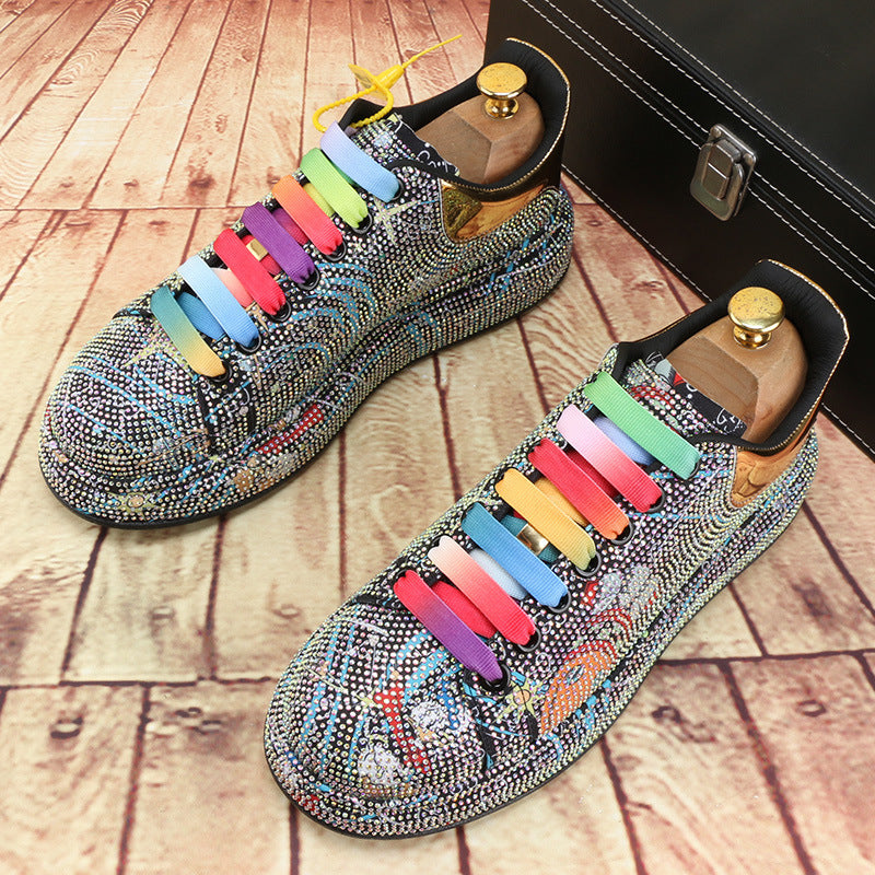 Thick Soled Colored Diamond Lace Up Lefu Men's Shoes