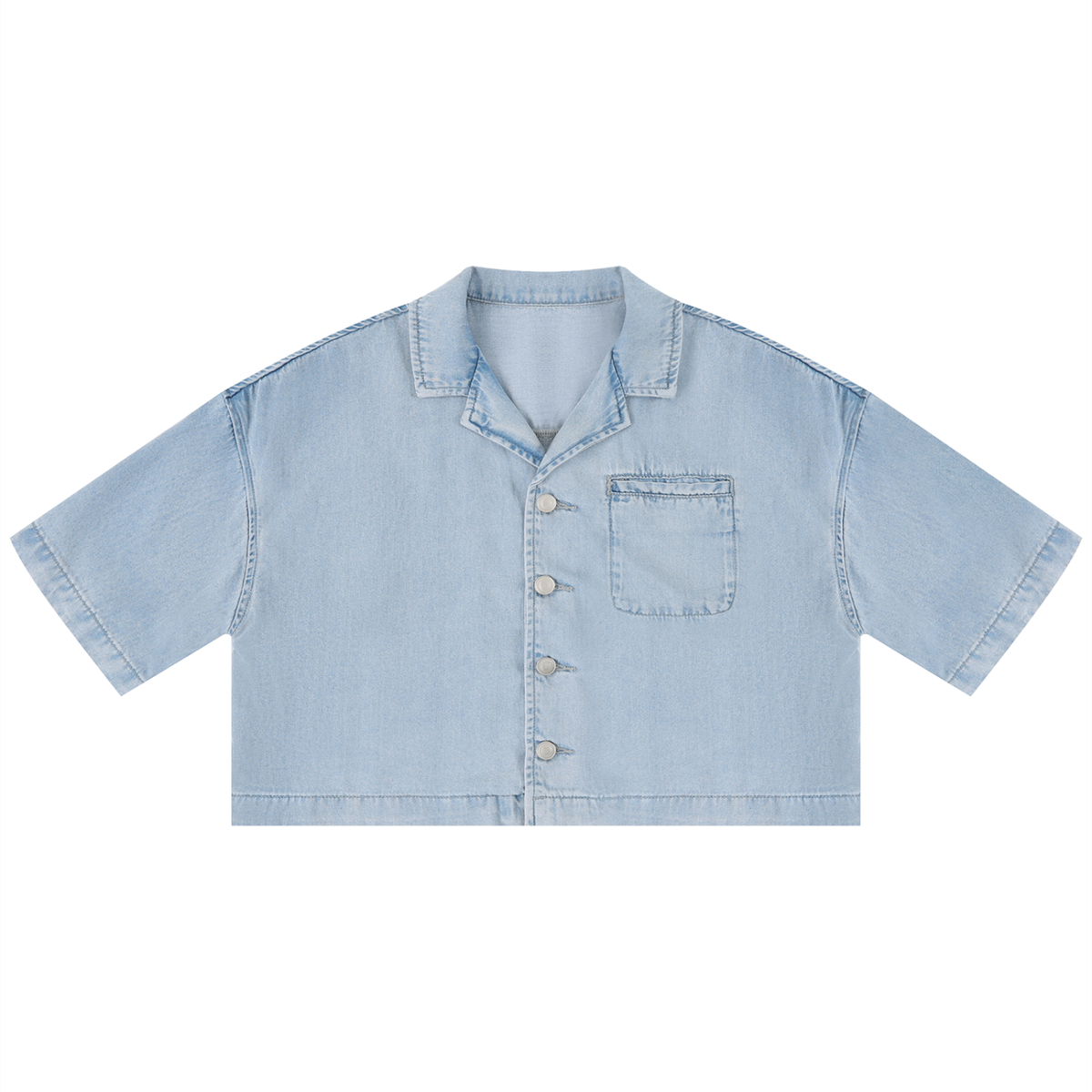 Women's Vintage Wash Boxy Cropped Shirt – Oversized Retro Crop Top Streetwear Tee