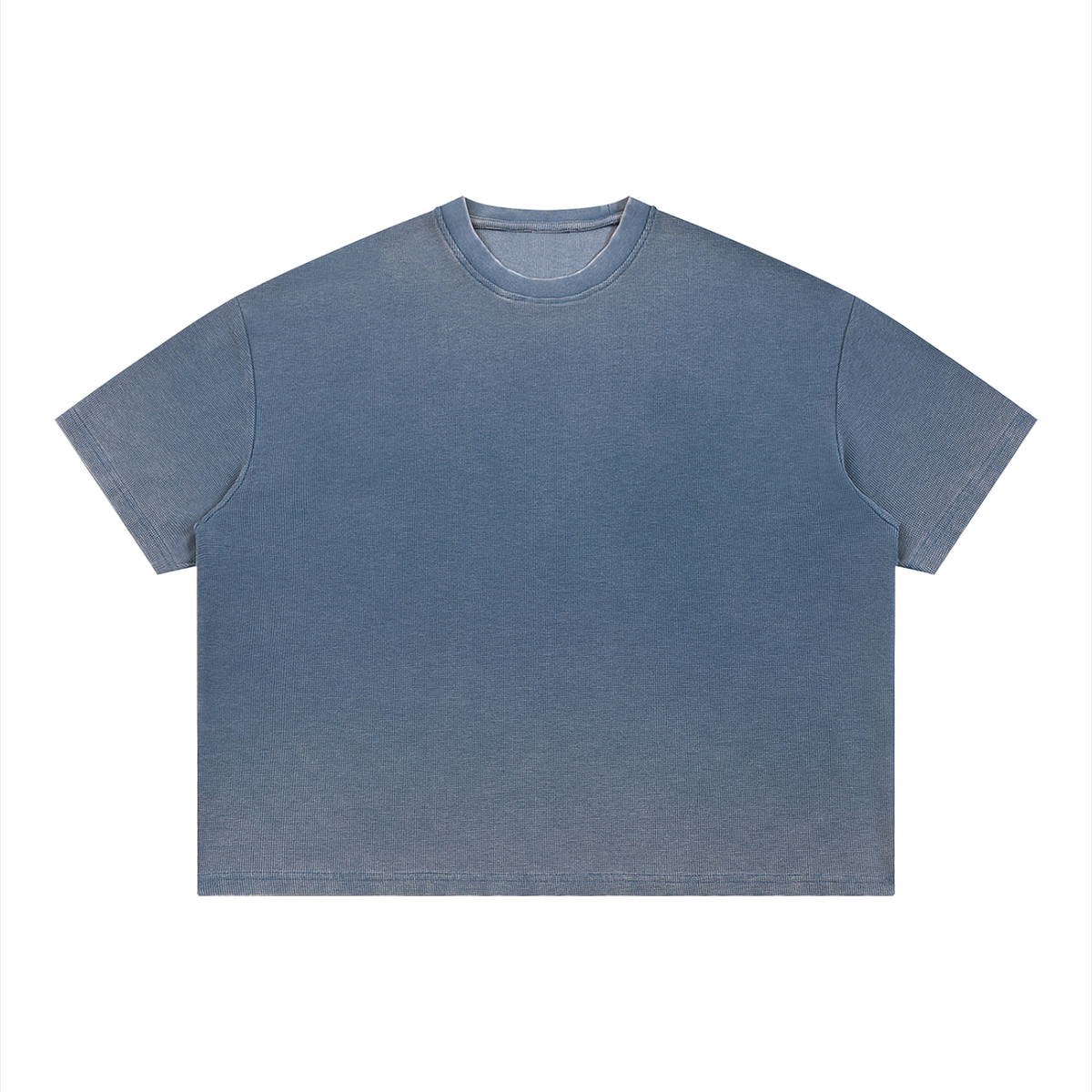 Unisex Vintage Wash Sunfade Waffle T-Shirt – Oversized Boxy Retro Streetwear Tee