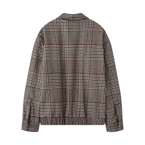 Retro Houndstooth Pilot Quilted Jacket Coats