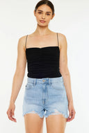 KanCan raw hem distressed high waist denim shorts – edgy casual summer style – MYN2O

