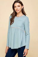Lime N Chili Waffle Knit Babydoll Top with Left Pocket Detail – MYN2O