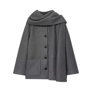 Autumn New Style European And American-Style Scarf Coat British-Style Navy Coat