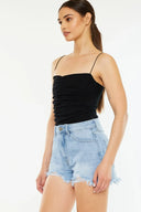 KanCan raw hem distressed high waist denim shorts – edgy casual summer style – MYN2O


