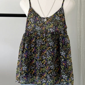 Korean-style Retro Floral Slip Vest Womens Resort Style