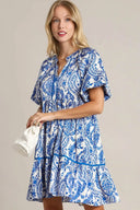 UMGEE Plus Size Printed Notched Puff Sleeve Mini Dress – MYN2O

