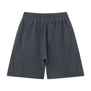 Unisex Vintage Wash Raw Edge Shorts – Oversized Streetwear Sweat Shorts
