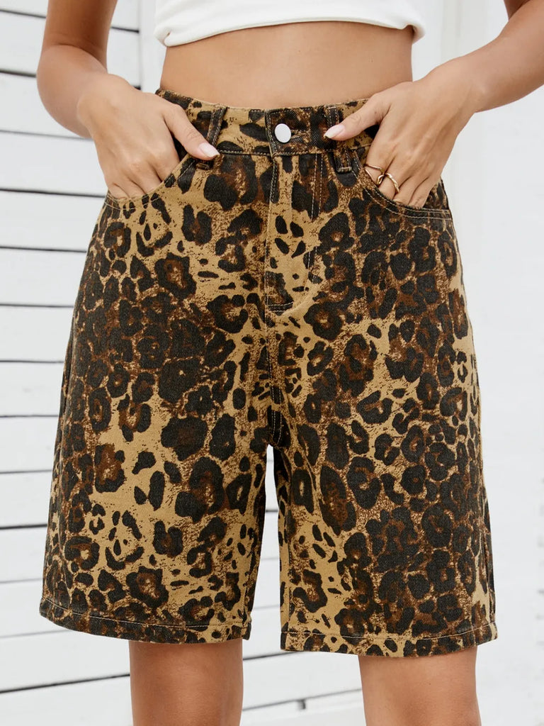 Leopard print high waist denim shorts – fierce summer fashion – MYN2O

