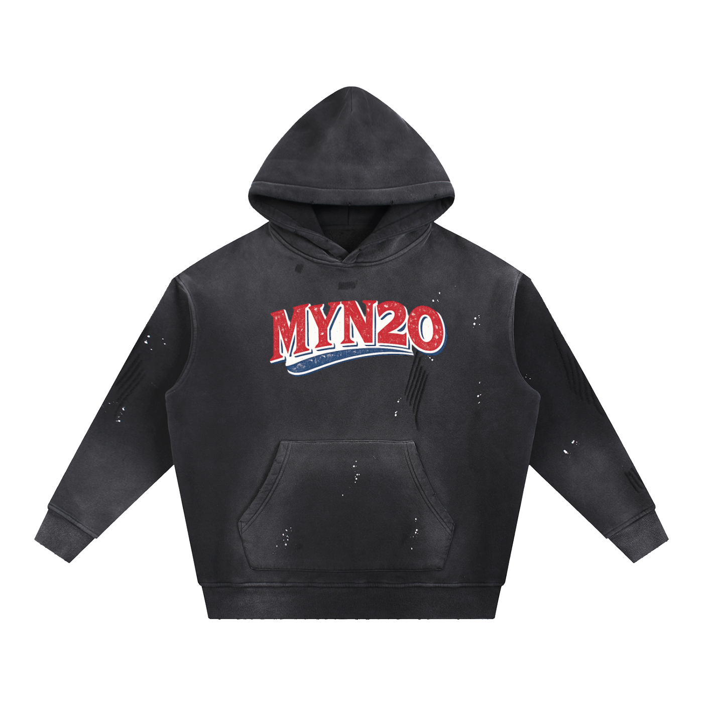 New Vintage Washed Frayed Fleece Hoodie