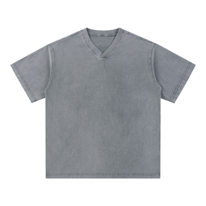 Snow Washed V-Neck Cotton T-Shirt