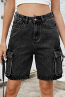 Washed cargo denim shorts with functional side pockets – MYN2O