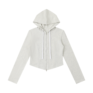Women's Slim Cropped Full-Zip Hoodie – Fitted Athleisure Sweatshirt