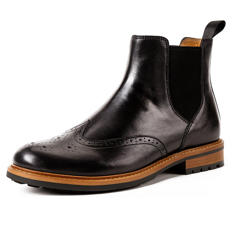 Men’s High-Top Sleeve Leather Boots – British Retro Cowhide | MYN2O

