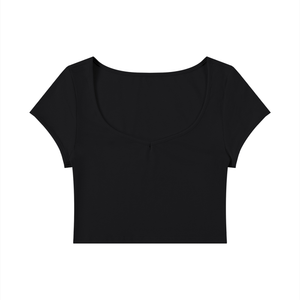 Women's Slim Cap Sleeve Crop T-Shirt – Fitted Everyday Essential Top