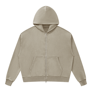 Unisex Mineral Wash Boxy Full Zip Hoodie