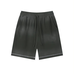 Unisex Vintage Sunfade Waffle Raw Hem Shorts – Oversized Streetwear Lounge Shorts