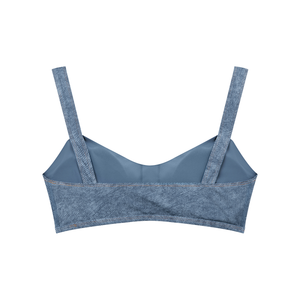 Women's Faux Denim Sports Bra – Medium Support Stretch Active Bra