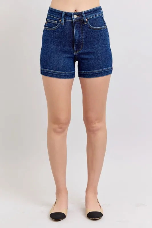 Judy Blue Plus Size Tummy Control Denim Shorts – High Waist Comfort | MYN2O