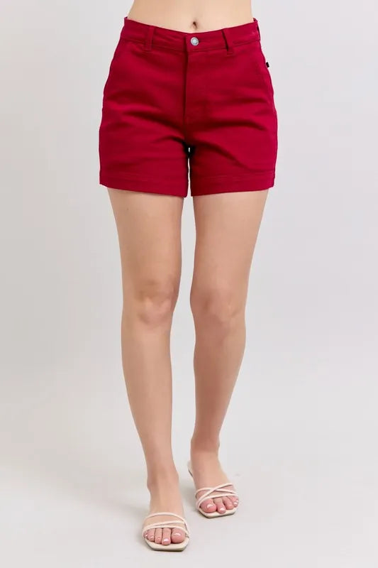 Judy Blue Tummy Control Garment Dyed Heart Shaped Denim Shorts – Plus Size | MYN2O