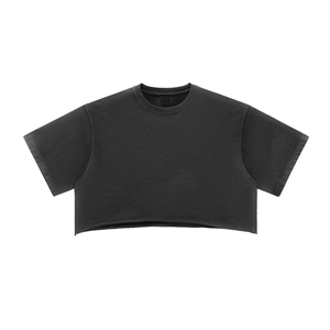 Snow Washed Raw Edge Crop Top