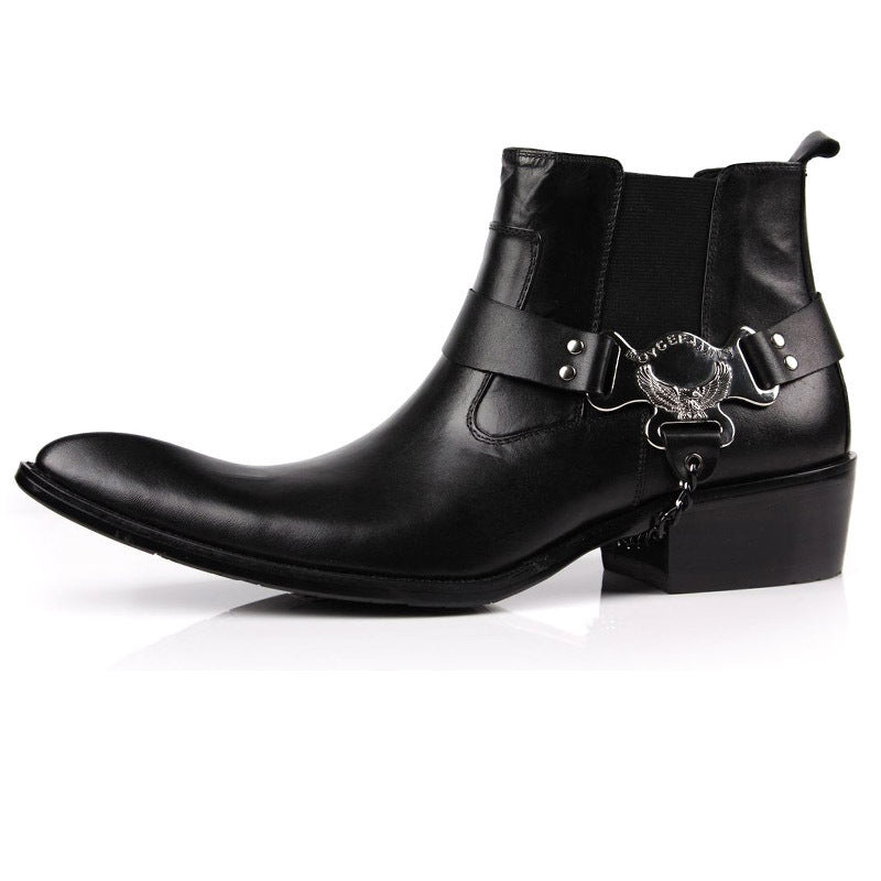 British Pointed Toe Men’s Short Boots – Motorcycle Leather Boots MYN2O