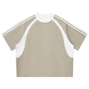 Contrast Stripes Panel Mesh T-shirt
