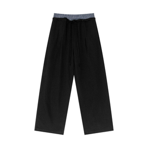 Plaid Contrast Waist Pants