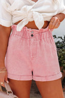 Paperbag Waist Denim Shorts with Tie Belt – High Rise Fit | MYN2O