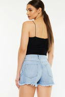 KanCan raw hem distressed high waist denim shorts – edgy casual summer style – MYN2O

